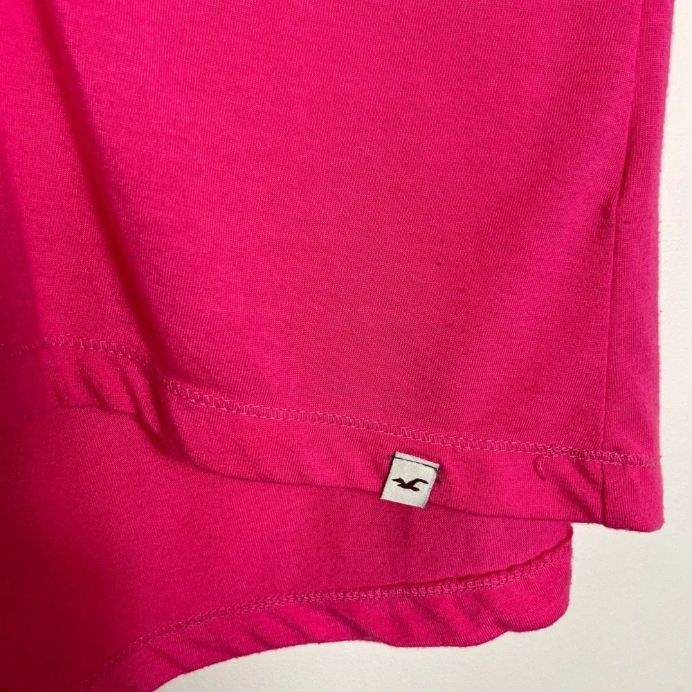 Vintage Hollister Hot Pink 3/4 Sleeve Henley Polo Top Size Small Y2K Preppy